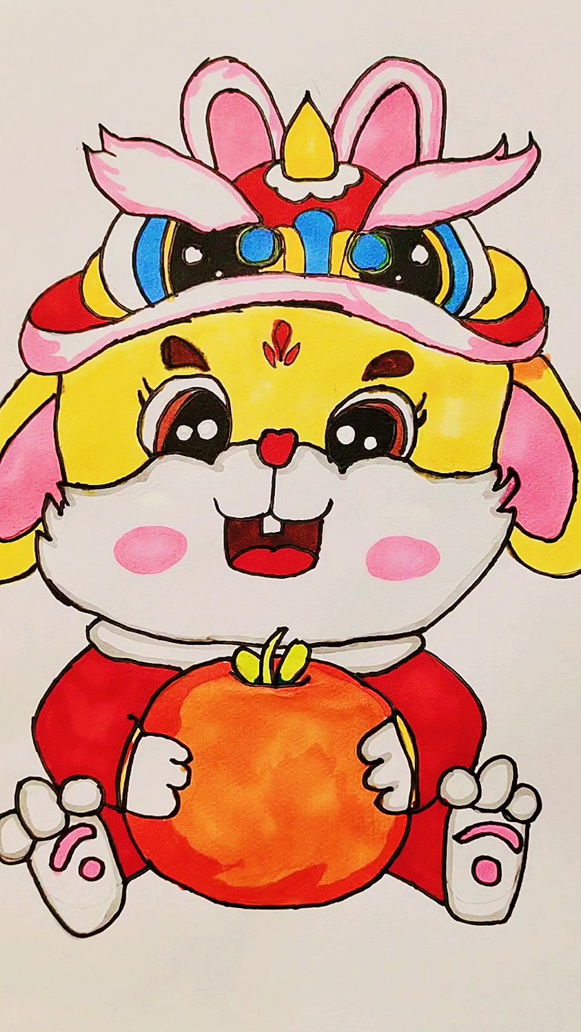 兔年小白兔动漫简笔画儿童画马克笔教学绘画美术水彩人物水粉