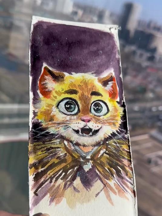 哪吒2 申小豹 鸡蛋盒盖水彩过程