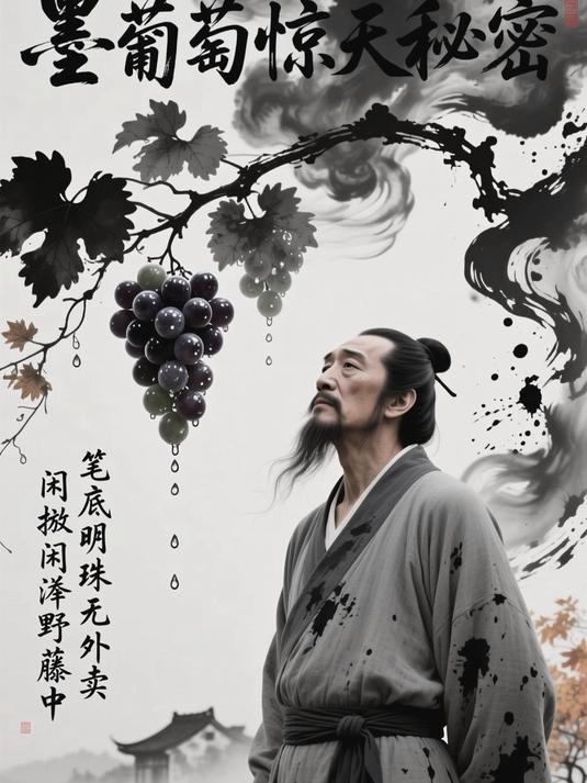 徐渭泼墨写意画葡萄,明代写意花鸟画代表人物