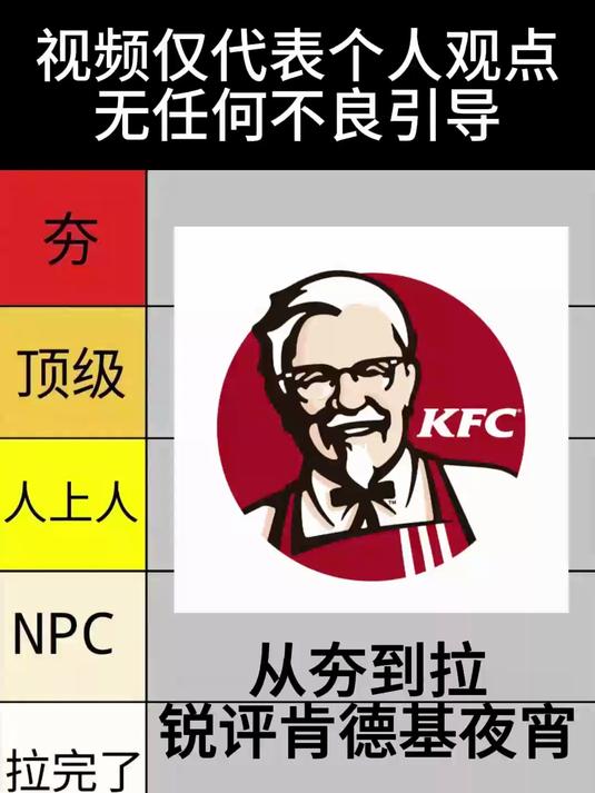 从夯到拉 锐评一下肯德基的夜宵