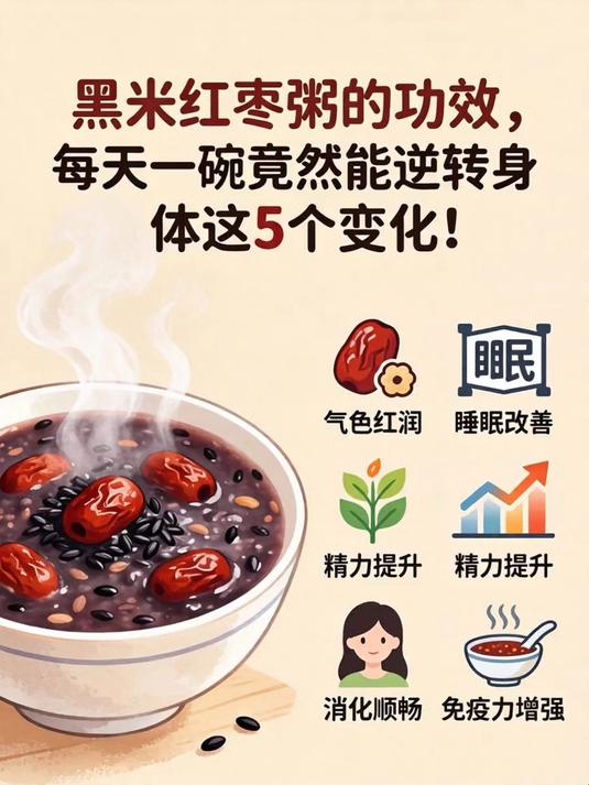 黑米红枣粥的功效,每天一碗竟然能逆转身体这5个变化!