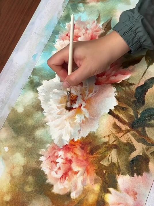水彩牡丹花