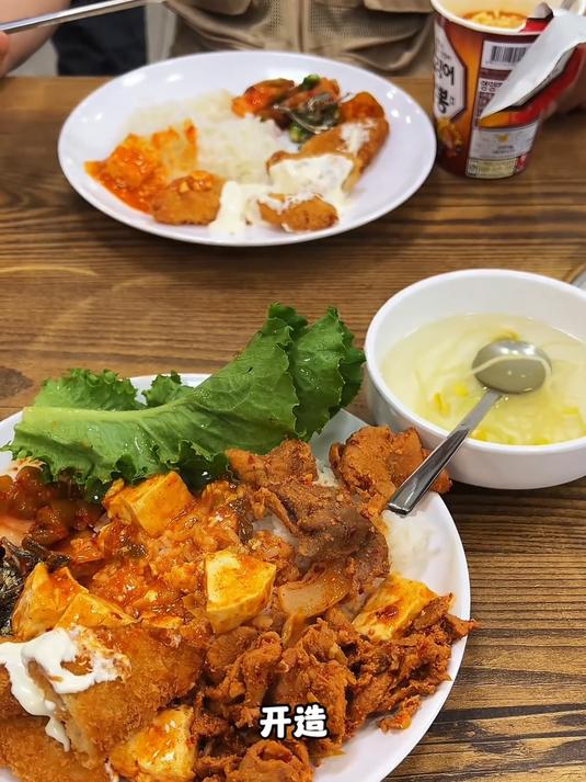 韩国工地打工食堂的伙食饭都给大家吃点什么自助不限量十多种饭菜