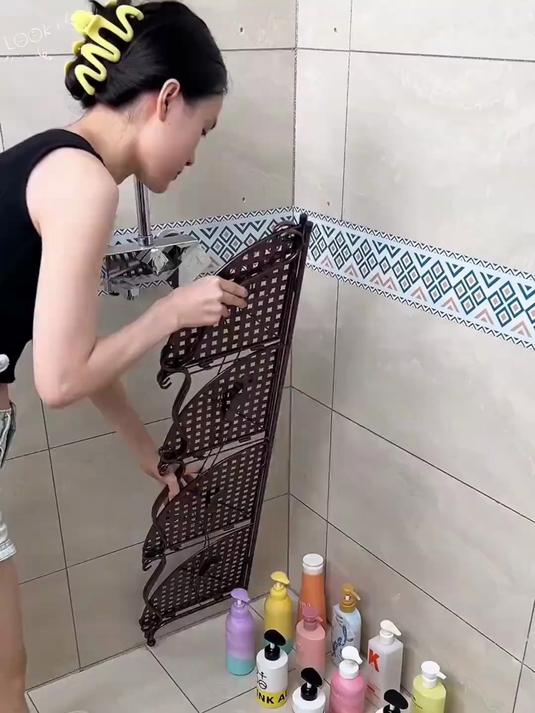 可折叠落地卫生间三角架多层墙角收纳架客厅厨房置物架