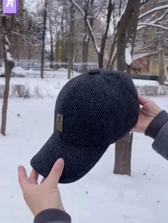 秋冬季帽子男士灯芯绒爸爸棒球帽护耳加绒防寒鸭舌帽中老年人