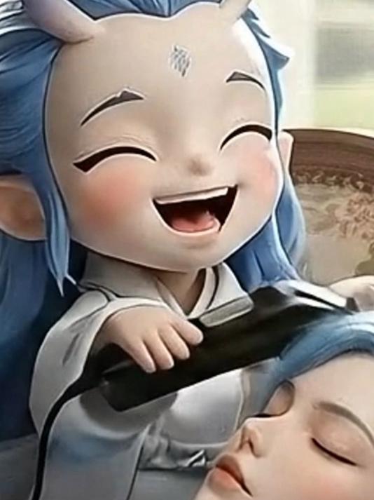 小敖丙给姑姑做了一个假发