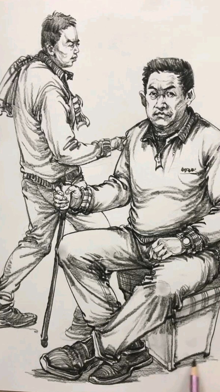 速写组合场景第二人物画法