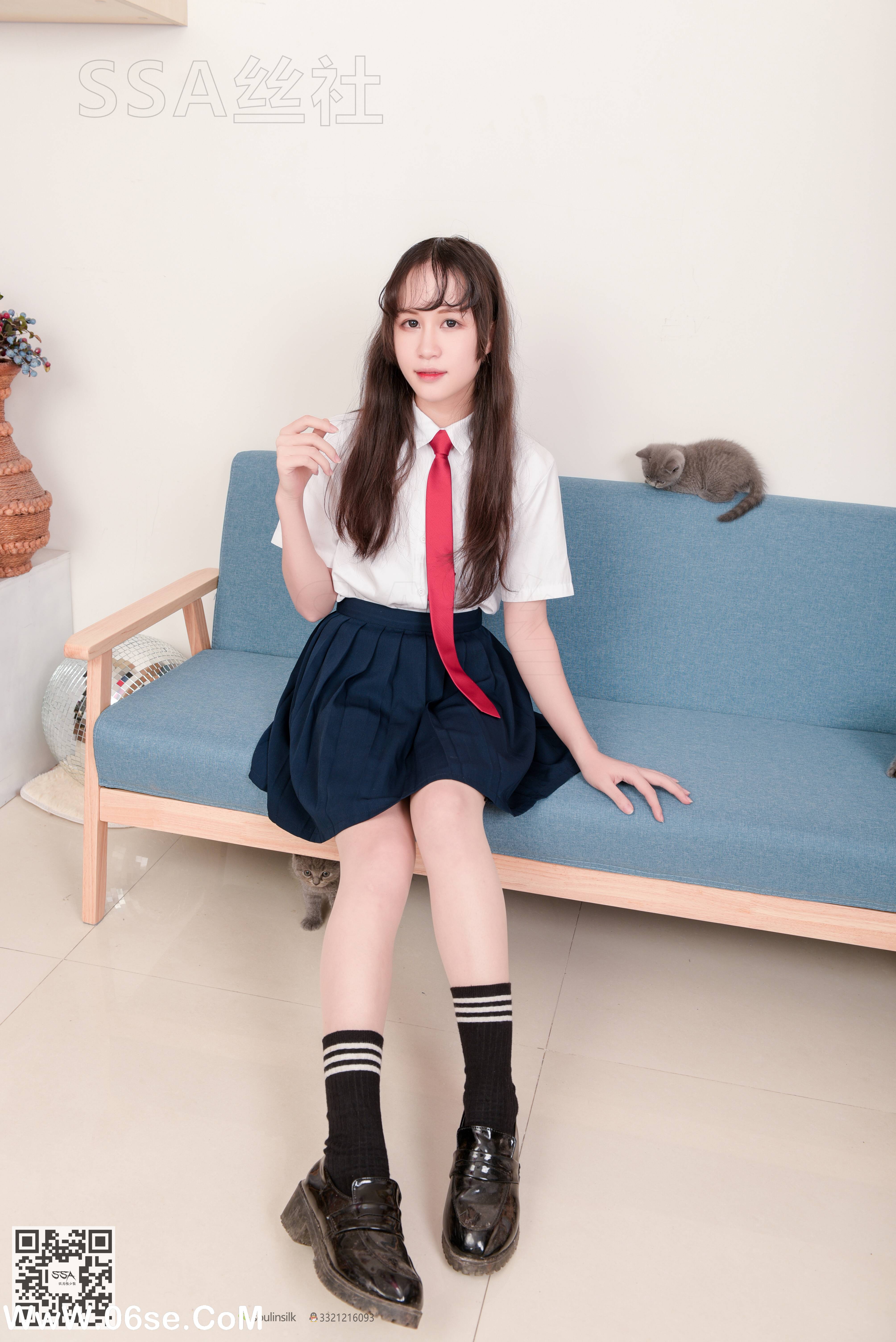 图片[10]-[SSA丝社] NO.141 丹丹 JK制服黑色半膝袜肉丝穿搭示范[133P2.09G]-六色网