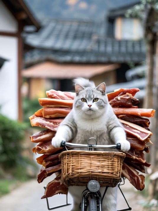 猫咪自制农家熏腊肉