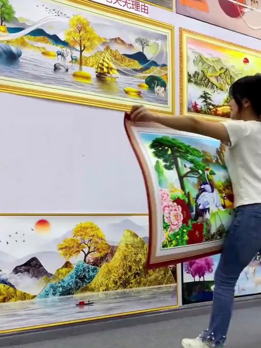 家和万事兴客厅自粘装饰画!山水风景画壁画新中式办公室贴画