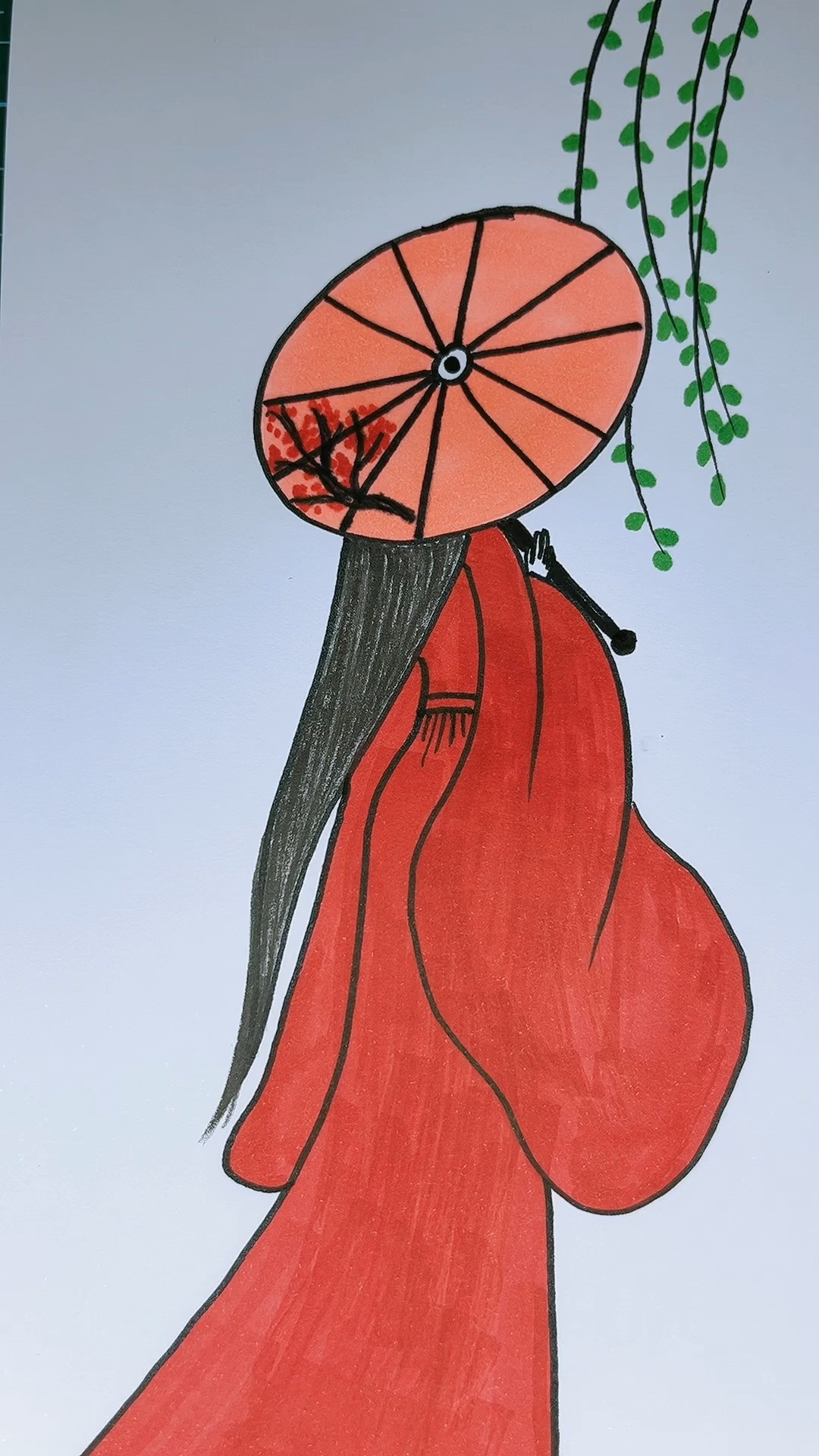 简笔画古风美女