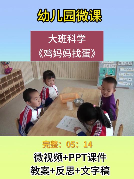 幼儿园大班科学《鸡妈妈找蛋》微课