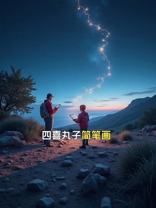 四喜丸子简笔画，几笔勾勒团圆味