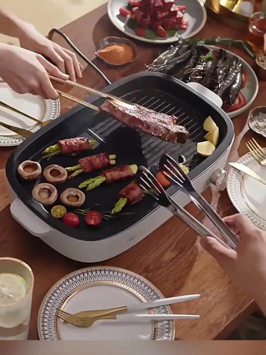 小熊烤肉锅电烤盘家用烤肉炉烤鱼盘一体室内轻烟可拆洗户外烧烤炉