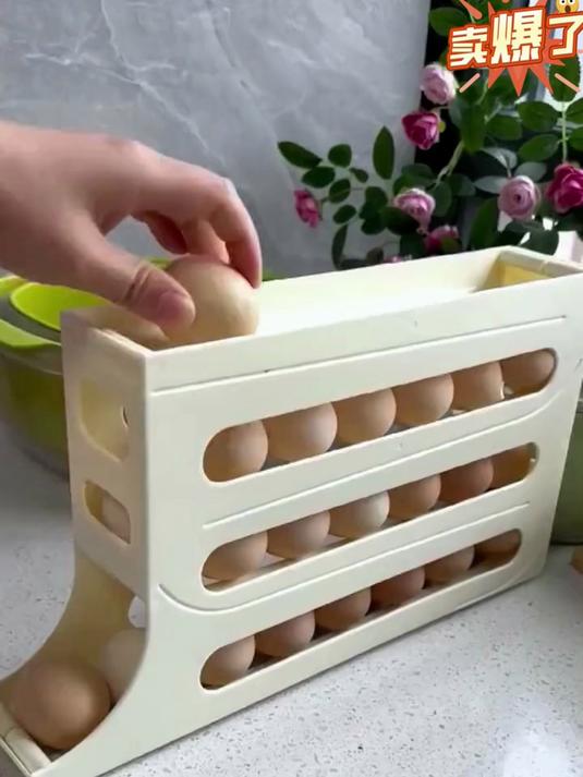 滚动鸡蛋收纳盒冰箱专用侧门装放鸡蛋的滚蛋鸡蛋托架食品级保鲜盒
