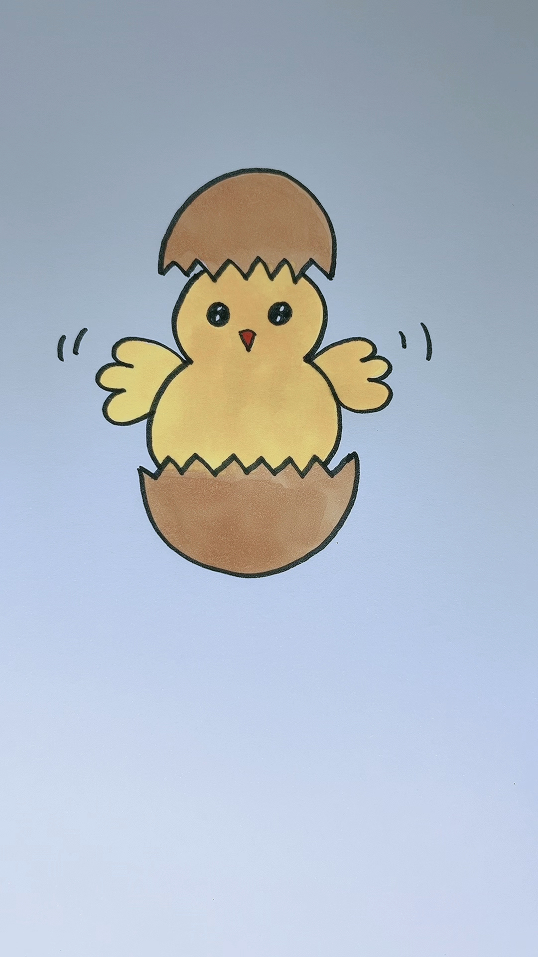 正反两个3画破壳的小鸡