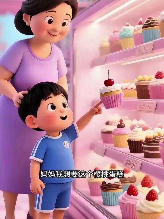 妈妈 我想要这个樱桃蛋糕