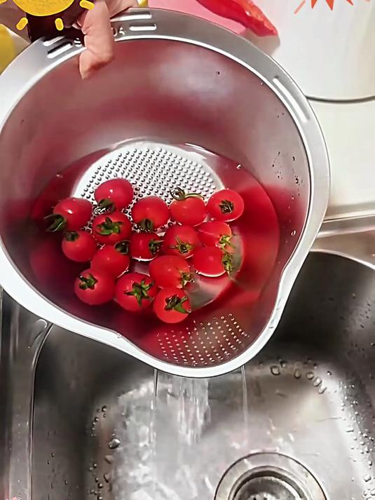 不锈钢盆太能干！刨丝洗菜带沥水，洗米也顺手