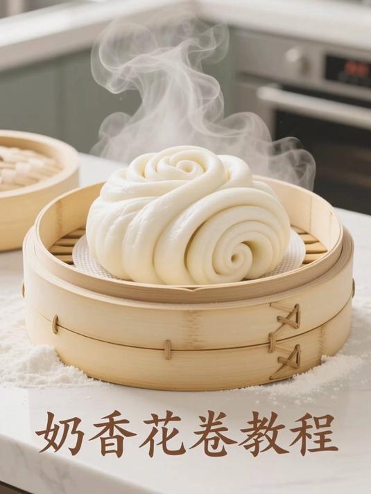 松软香甜，蓬松暄软，奶香花卷做法