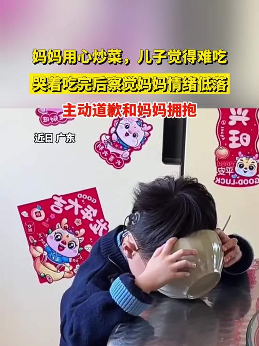 妈妈用心炒菜,儿子觉得难吃,哭着吃完后察觉妈妈情绪低落