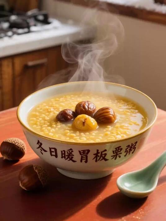 冬季吃板栗,搭配小米粥,健脾养胃又抗饿