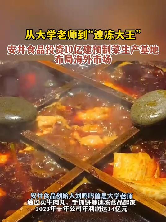 从大学老师到“速冻大王”!安井食品投资10亿建预制菜生产基地