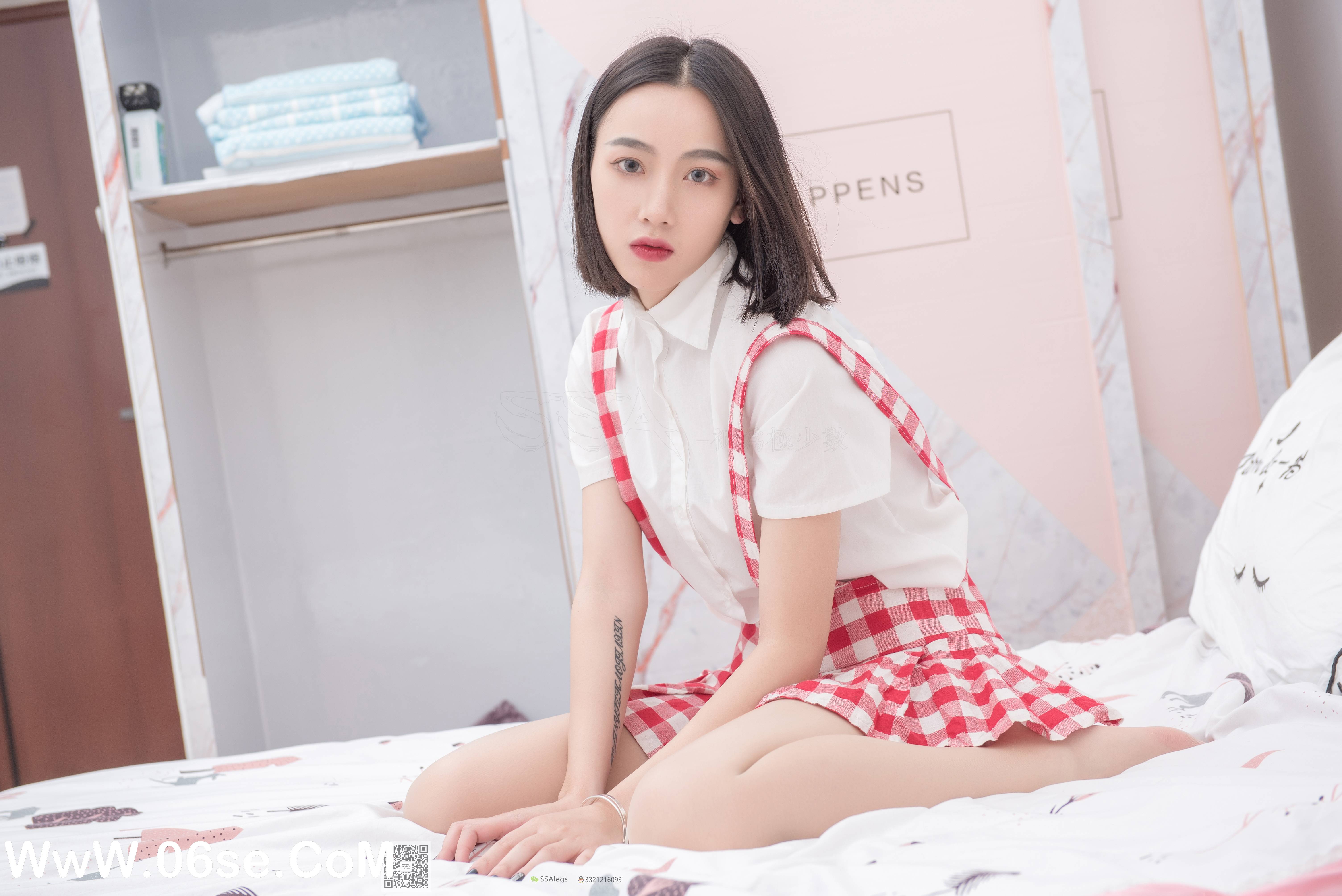 图片[22]-[SSA丝社] NO.033 大大 红白格子齐臀超短裙肉丝[99P809M]-六色网