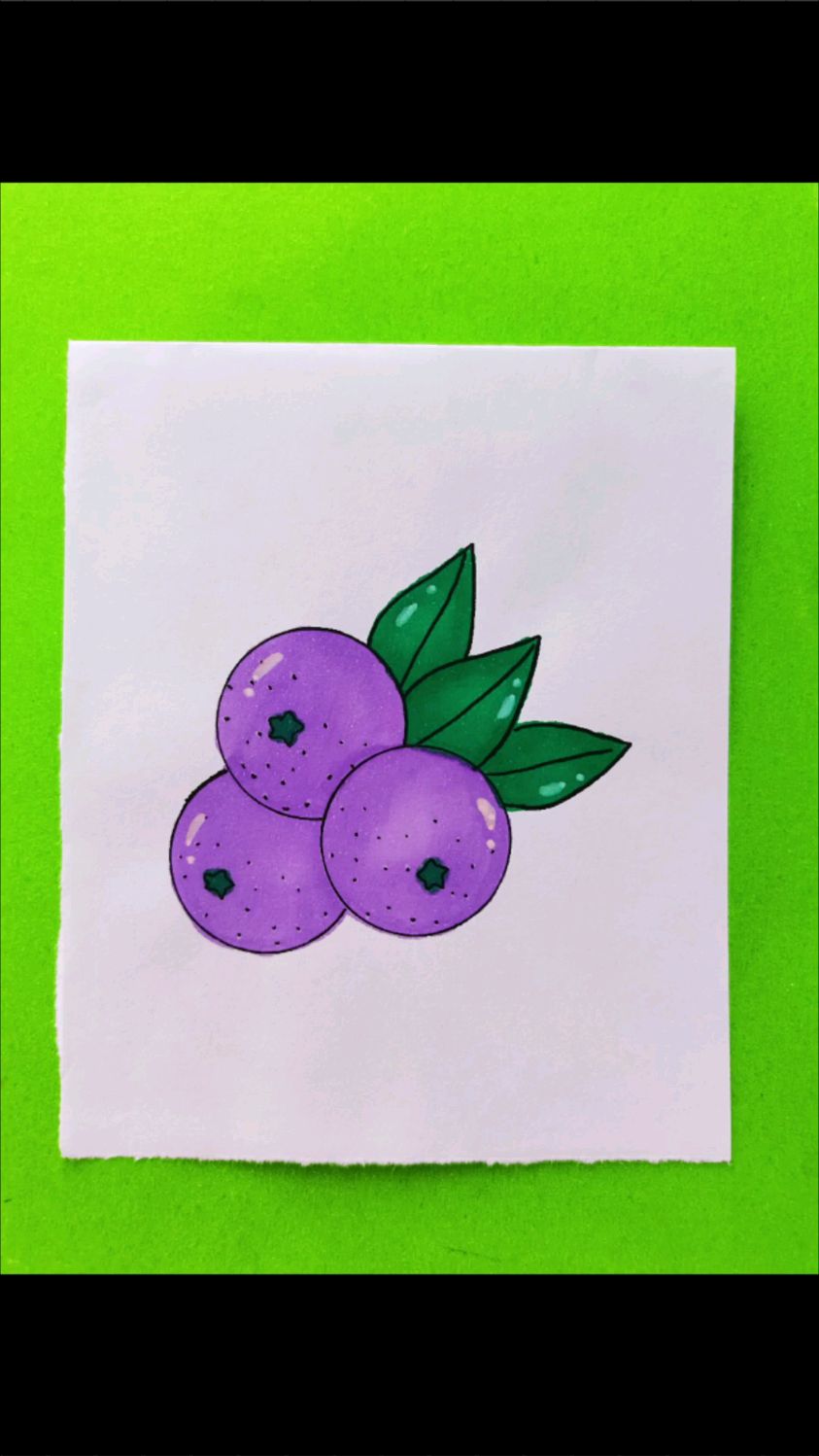 一学就会的蓝莓简笔画 ,水果简笔画,儿童简笔画