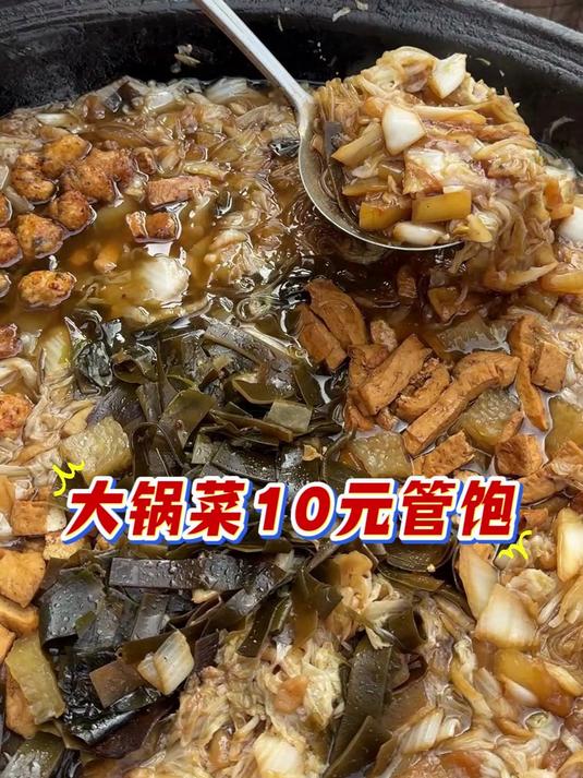 河北魏县大锅菜，10元管饱再加一勺盖帽肉