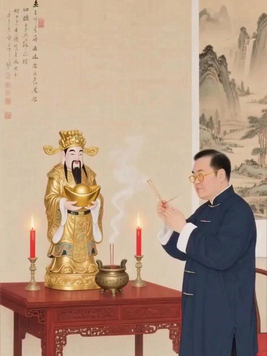 家中供财神像日日敬拜