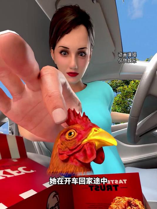 她在肯德基餐盒里发现了一个鸡头