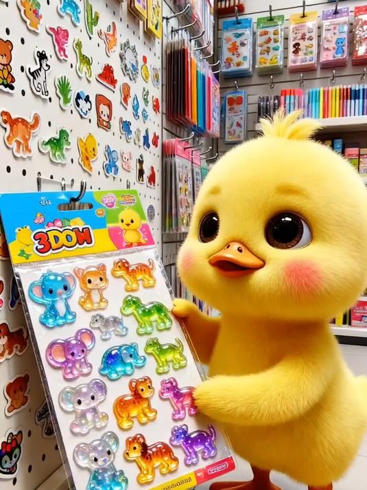 小鸭子的3D水晶动物贴纸真漂亮！