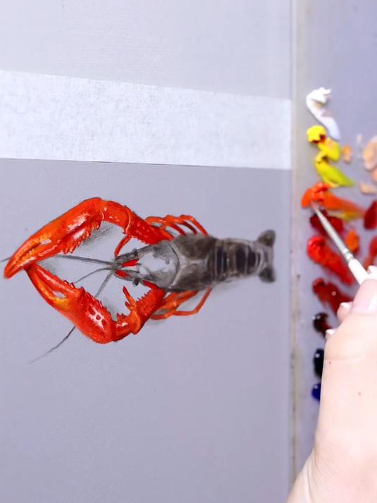 画超写实的龙虾