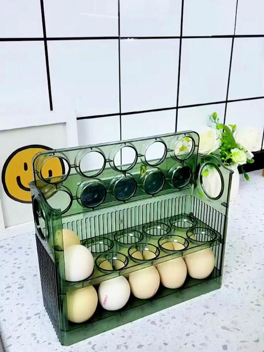 有没有觉得鸡蛋难整理?分隔收纳盒规整摆放,冰箱瞬间清爽!