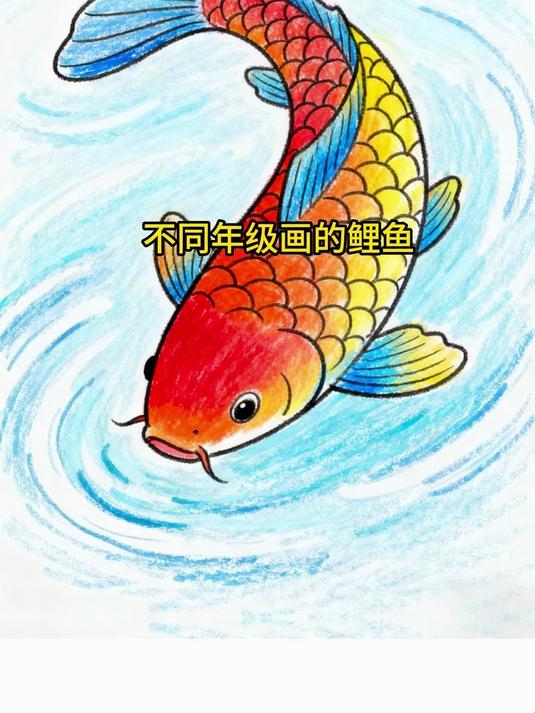 不同年级画画的鲤鱼