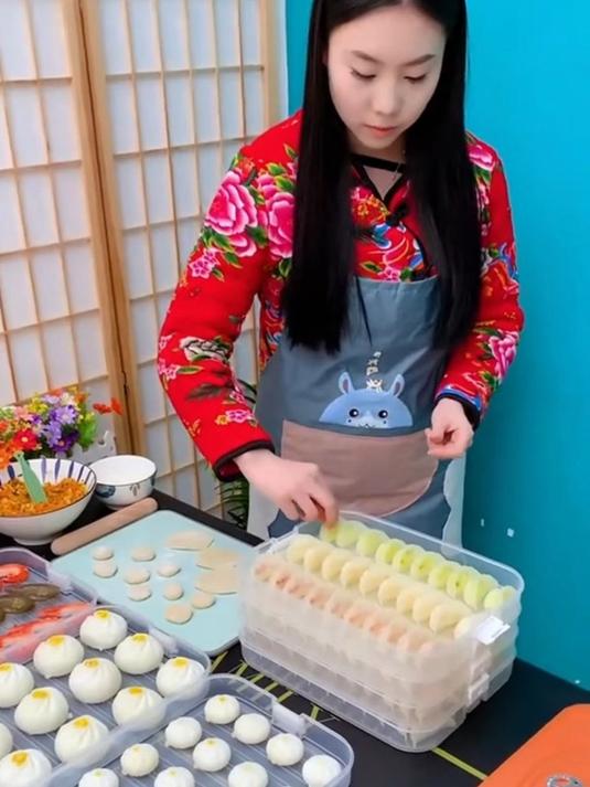 爱吃饺子得备上这个饺子盒,吃不完得饺子放进去,方便多了