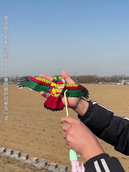 动态仿真小风筝！儿童手持钓鱼竿，鹦鹉燕子蝴蝶卡通款
