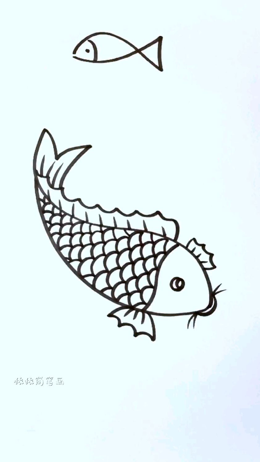 教你这样画鲤鱼,简单几笔一看就会简单易学画画,创作灵感