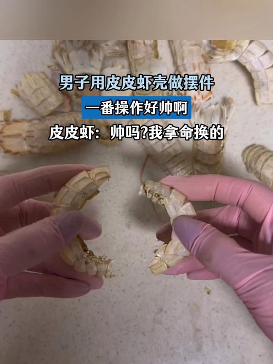 男子用皮皮虾壳做摆件,一番操作好帅,皮皮虾:帅吗我拿命换的
