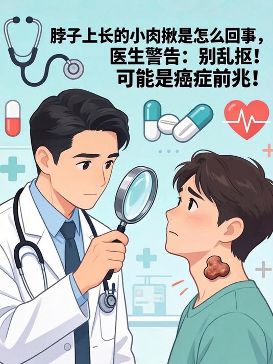 脖子上长的小肉揪是怎么回事,医生警告:别乱抠!可能是癌症前兆!(1)