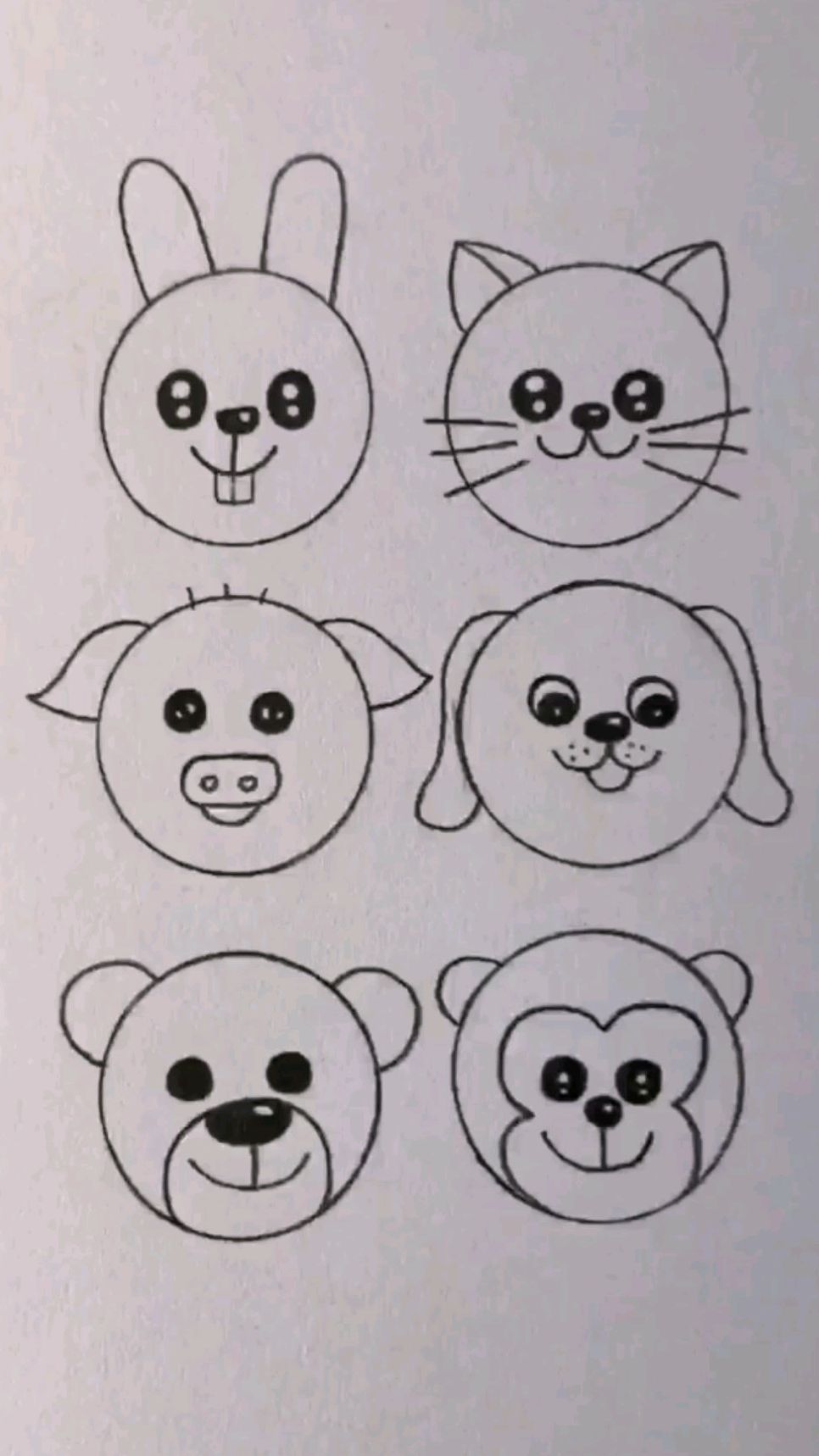 彩色铅笔画:画几个小动物的头像