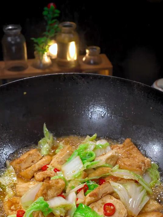 今天做的小白菜烧豆腐老公说太好吃了