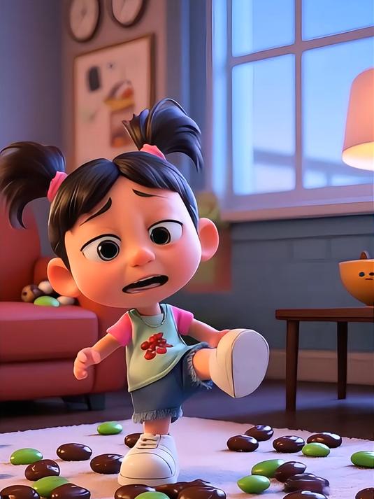 哥哥抢妹妹的巧克力豆吃