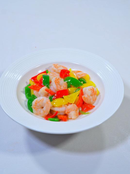 三色椒炒虾仁
