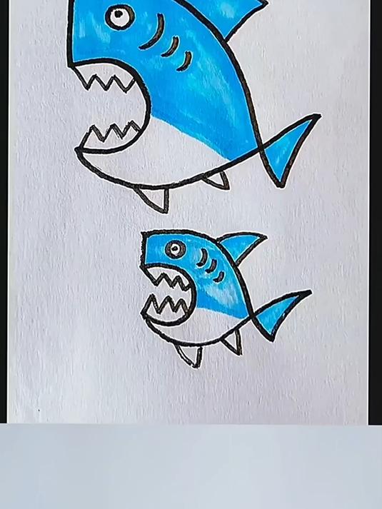 鲨鱼简笔画，简单易学