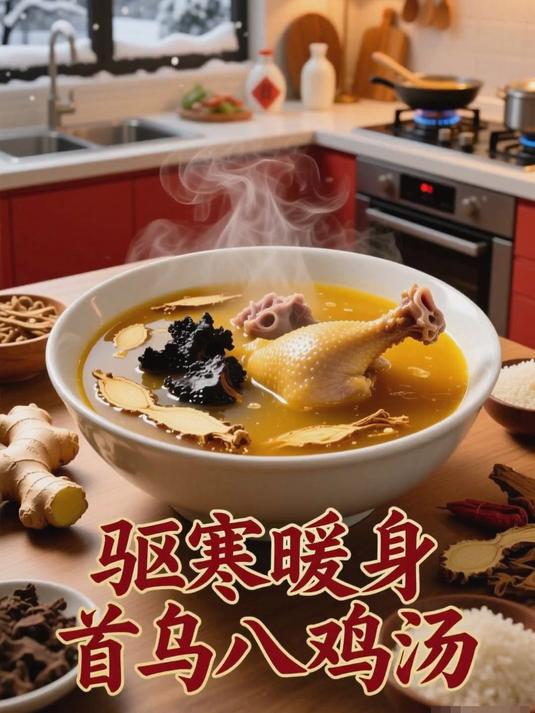冬季喝首乌八宝鸡汤驱寒长寿