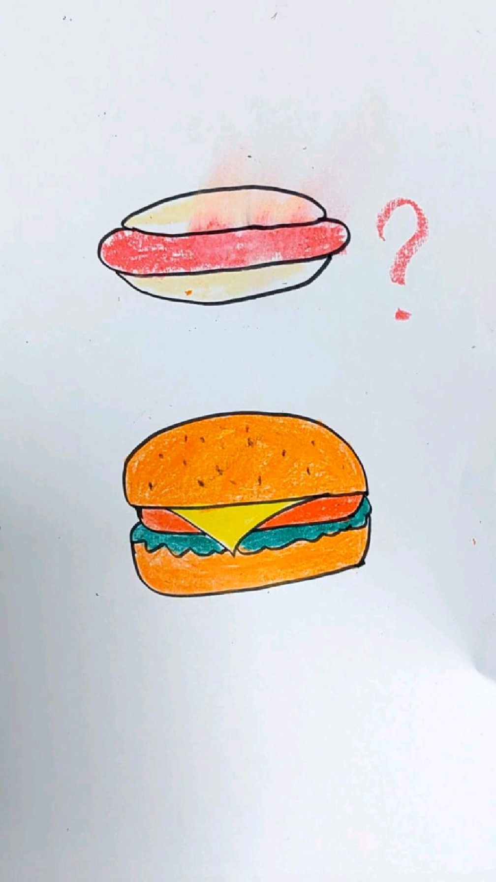 汉堡简笔画,创意画,幼儿园美术,简笔画,儿童画