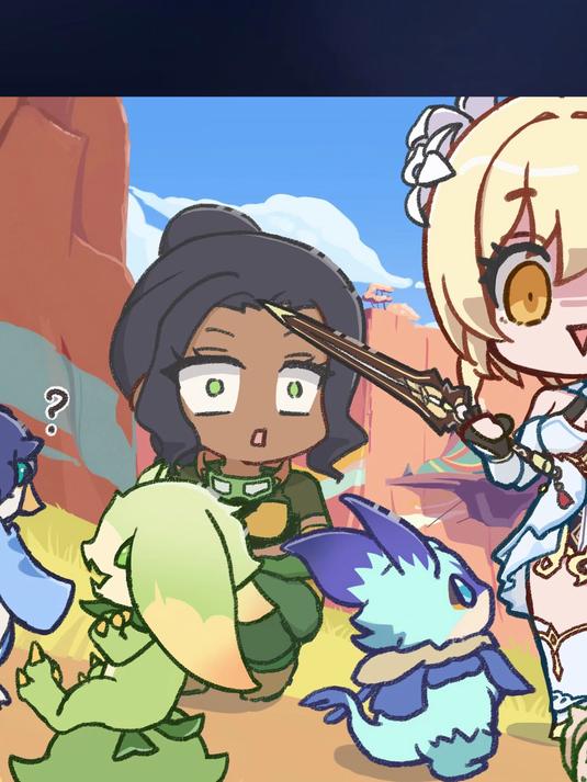 饿牛!原神纳塔 瓦雷莎 派蒙