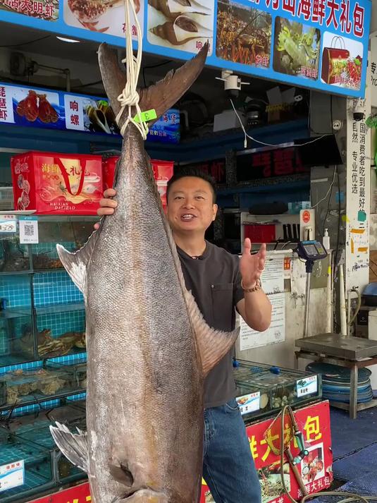 82斤巨型高体鰤。做个刺身,煎酿鱼皮和黔江鸡杂尝尝味道如何