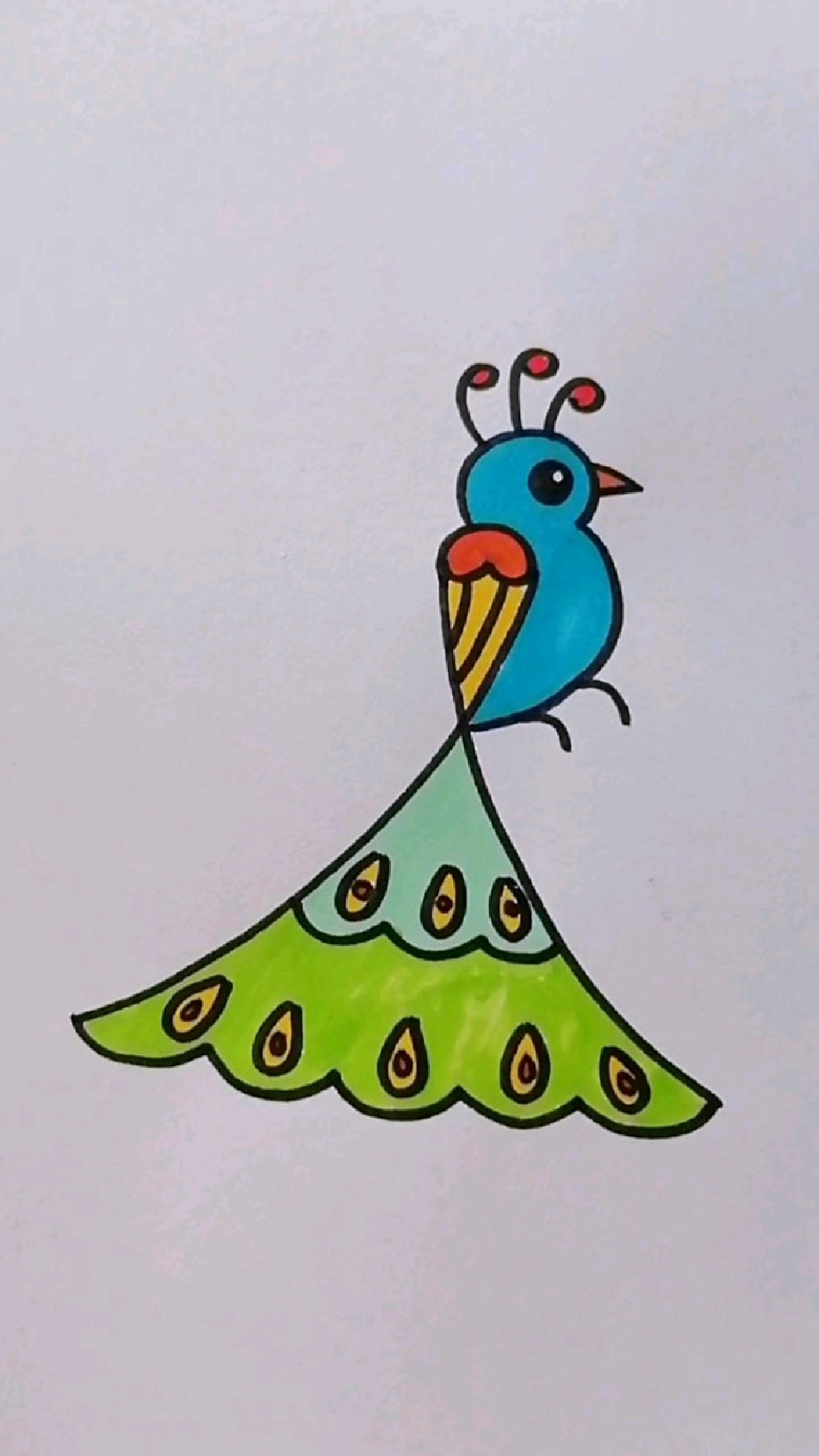 超级简单的孔雀简笔画